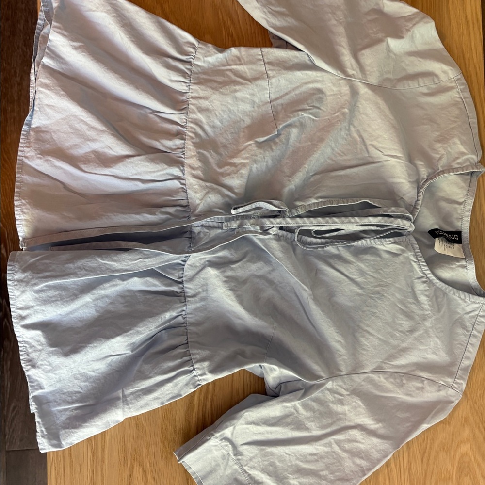 H&M Divided Light Blue Tie-Neck Top